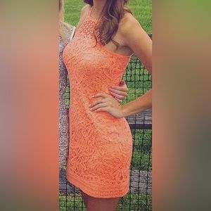 Lilly Pulitzer coral crochet dress